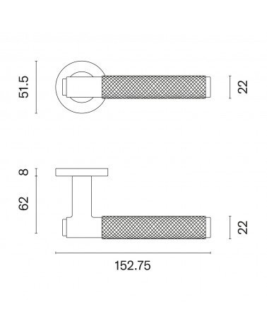Maniglia per porta OVAL 1741 con dimensioni