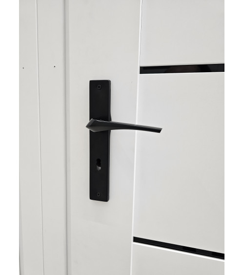 Maniglia per porta nera su placca lunga - modello Adel - maniglia design