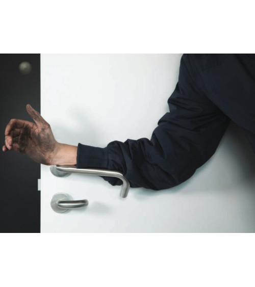 Maniglie per Porte PMR in Inox, modello NoHand con Finitura Ramata - Made in Italy - maniglia design