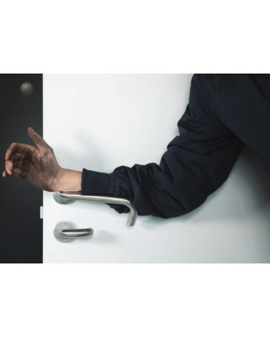 Maniglie per Porte PMR in Inox, modello NoHand con Finitura Ramata - Made in Italy - maniglia design