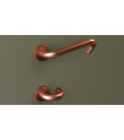 Maniglie per Porte PMR in Inox, modello NoHand con Finitura Ramata - Made in Italy - maniglia design
