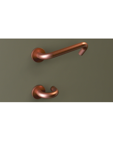 Maniglie per Porte PMR in Inox, modello NoHand con Finitura Ramata - Made in Italy - maniglia design