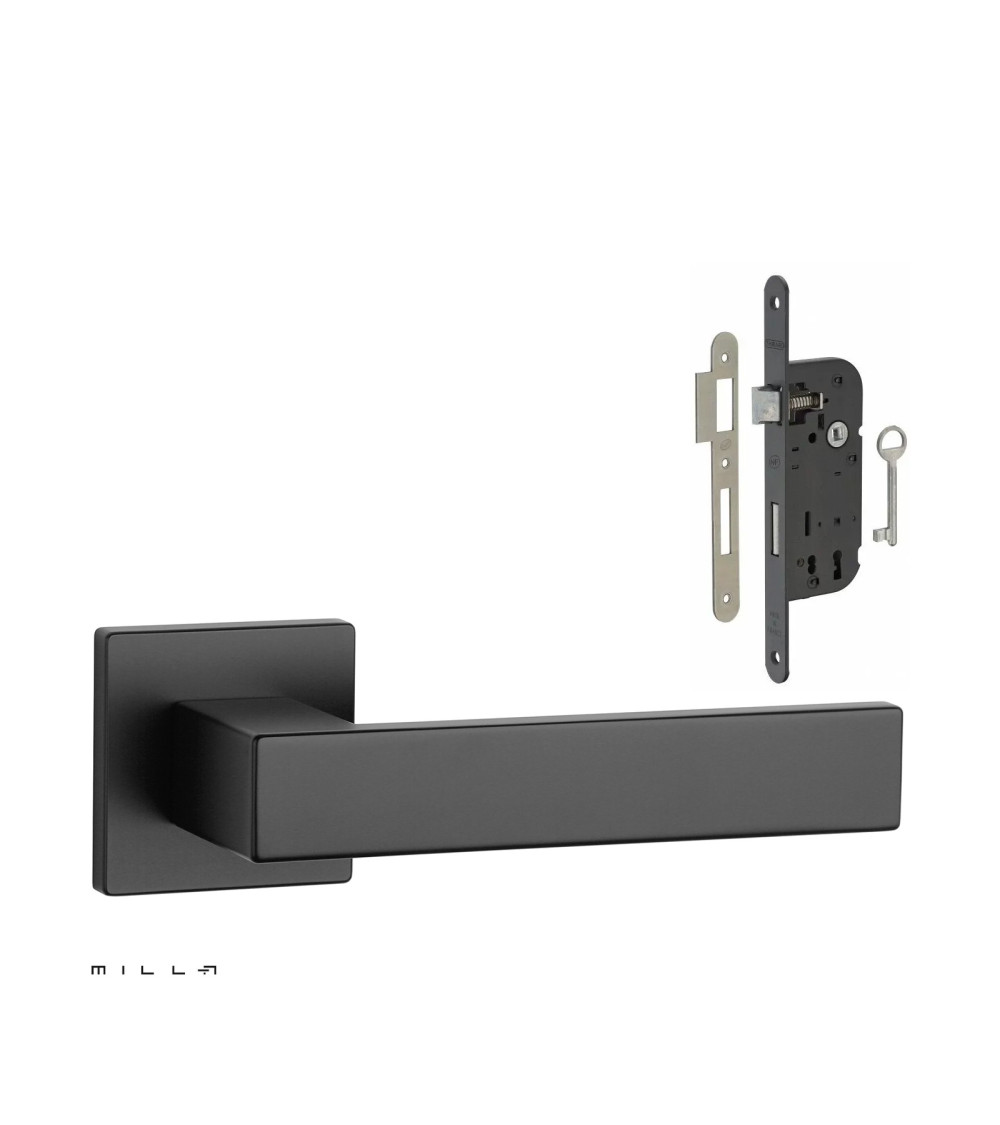 Set maniglia per porta bianca PINA con serratura Chiave di Camera bianca su sfondo bianco