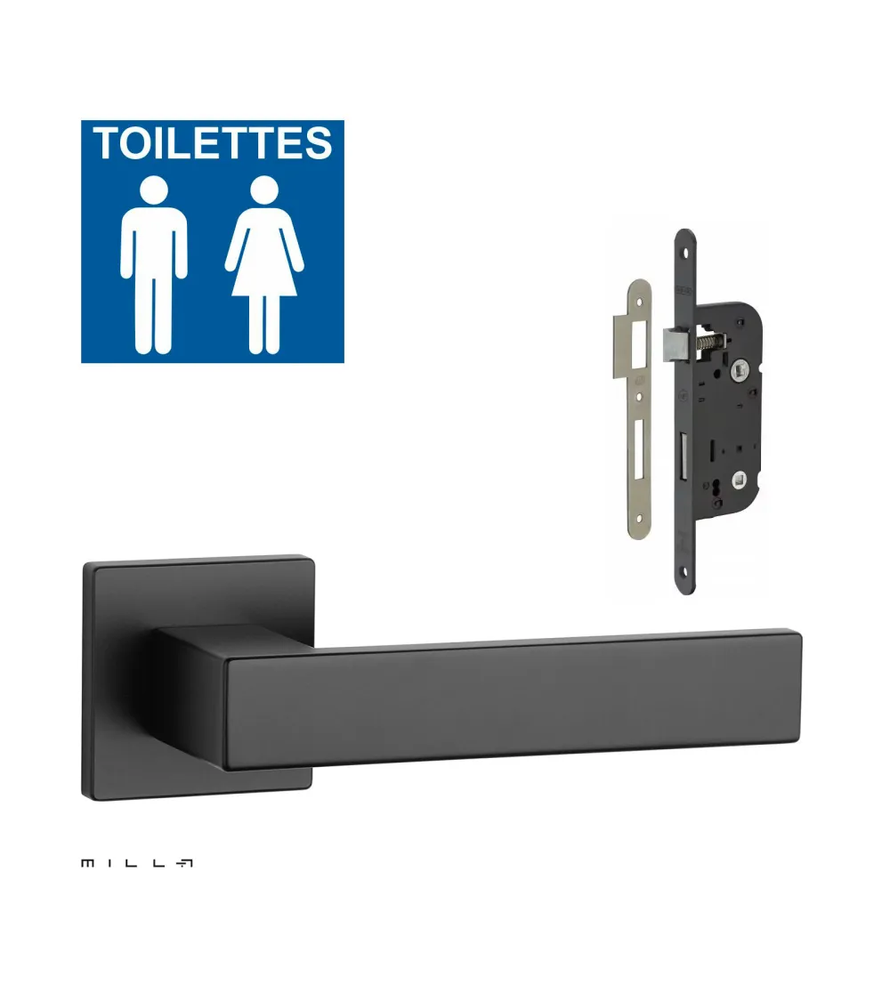 Set maniglia per porta bianca PINA con serratura WC bianca su sfondo bianco
