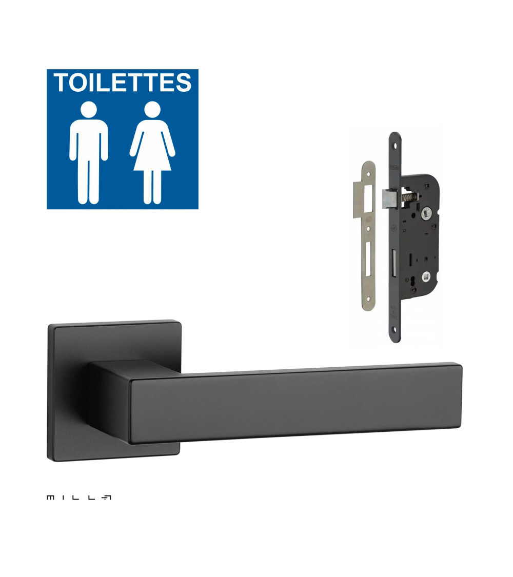 Set maniglia per porta bianca PINA con serratura WC bianca su sfondo bianco