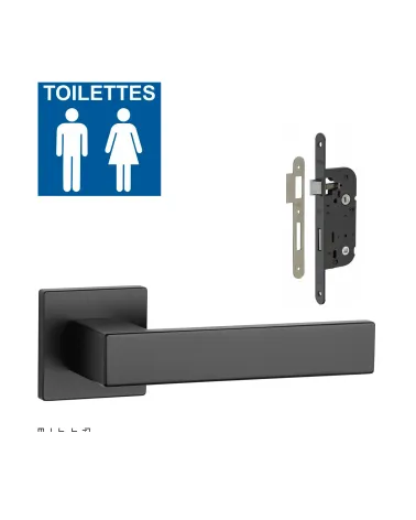 Set maniglia per porta bianca PINA con serratura WC bianca su sfondo bianco