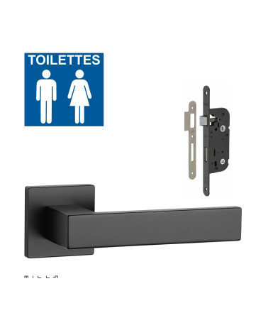 Set maniglia per porta bianca PINA con serratura WC bianca su sfondo bianco