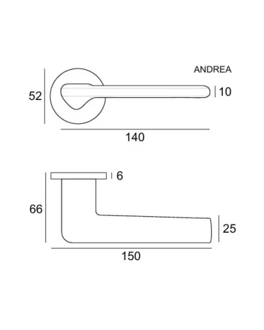 Maniglia porta ANDREA con dimensioni