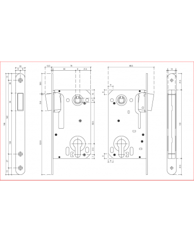 Serratura magnetica design interasse 90 a chiave barile - maniglia design