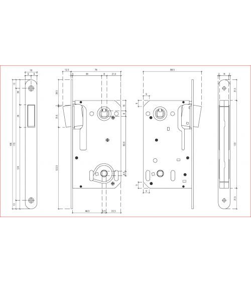 Serratura magnetica design interasse 90 per WC o bagno - maniglia design