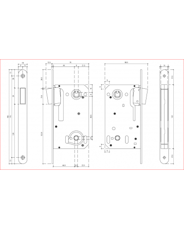 Serratura magnetica design interasse 90 per WC o bagno - maniglia design
