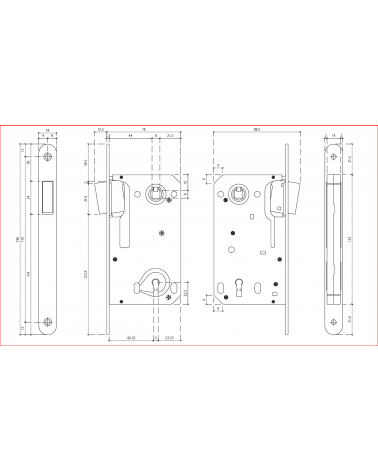 Serratura magnetica design interasse 90 a chiave L per camera - maniglia design