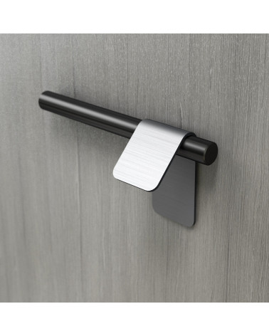 Maniglia per mobile acciaio inossidabile/nero opaco TORN-3 maniglia design fissata su una superficie grigia