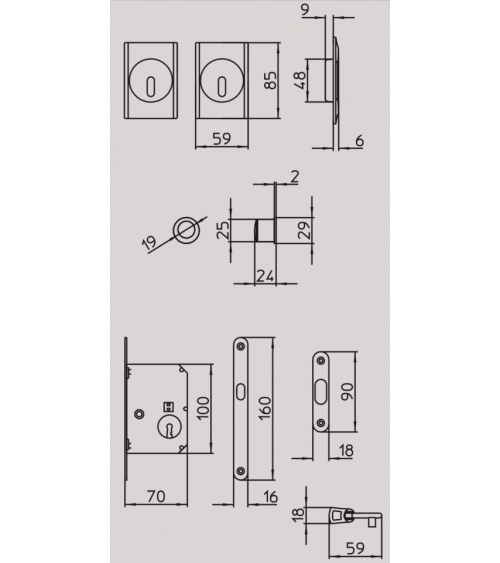 Maniglia per porta scorrevole moderna MANDELLI 1038TC/S ferramenta design