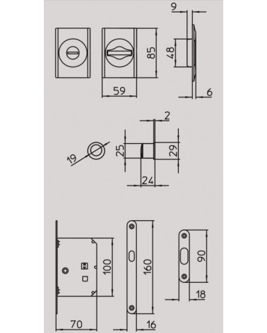 Maniglia per porta scorrevole sobria MANDELLI 1038TN/S con dimensioni