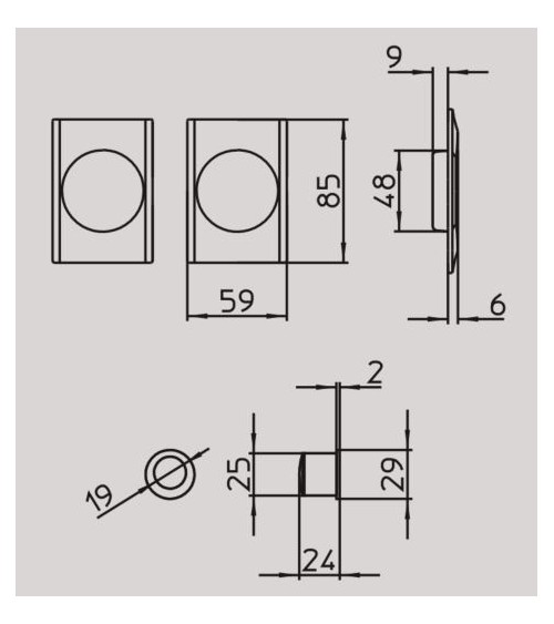 Maniglia per porta scorrevole sobria MANDELLI 1038TL ferramenta design