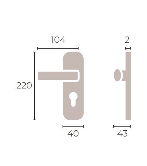 Maniglia per porta in ottone Madeleine/P87 su placca lunga - MADE IN FRANCE