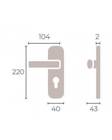 Maniglia per porta contemporanea su placca Ottone - MADE IN FRANCE - design