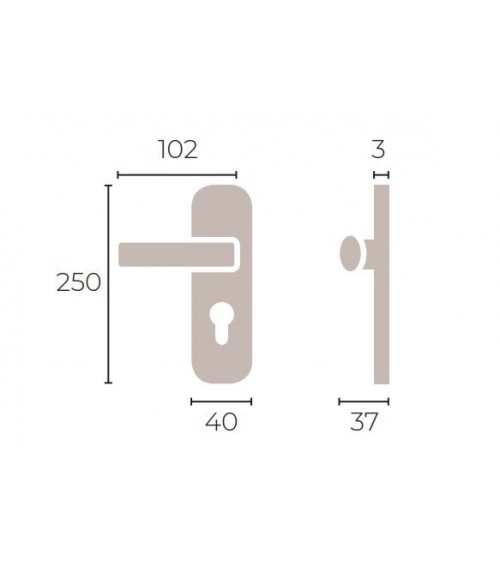 Maniglia per porta moderna su placca Ottone - MADE IN FRANCE