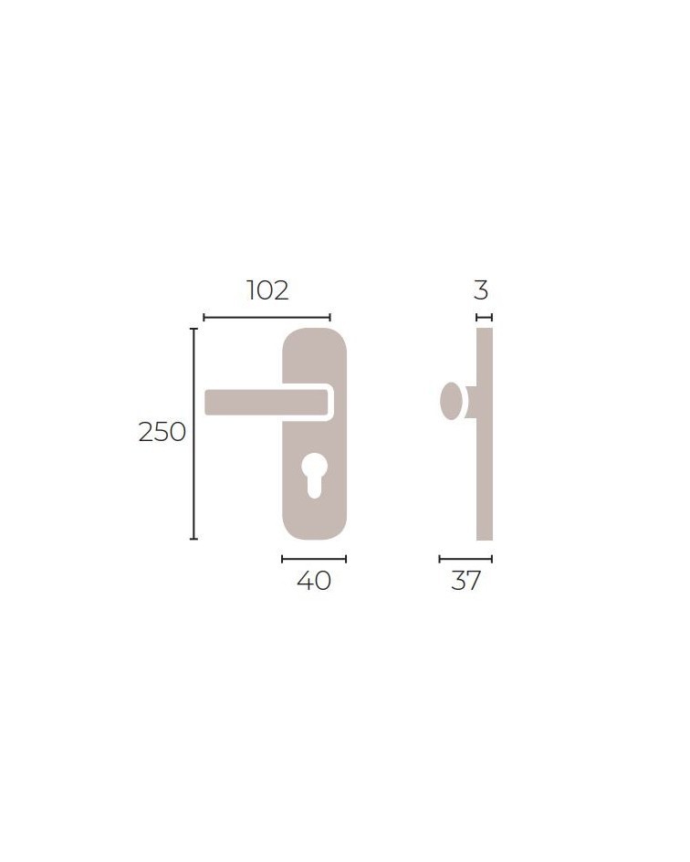 Maniglia per porta moderna su placca Ottone - MADE IN FRANCE - maniglia design