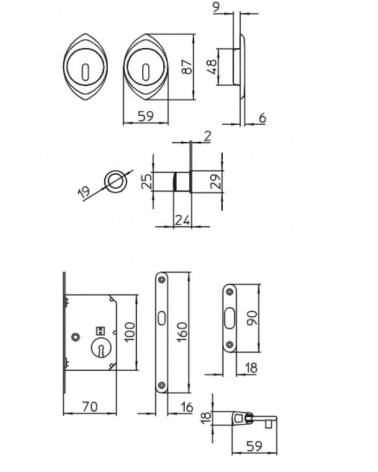 Maniglia per porta scorrevole sobria MANDELLI 368TC/S con dimensioni