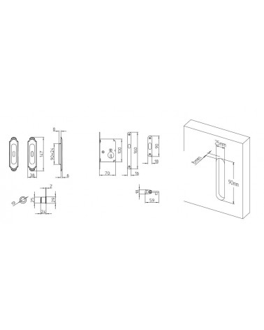 Maniglia per porta scorrevole chic MANDELLI 1028C/S con dimensioni