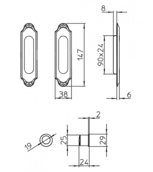 Maniglia per porta scorrevole sobria MANDELLI 1028 ferramenta design