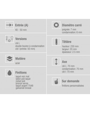 Bonaiti B-France chiave a cilindro - serratura magnetica design a chiave "i" - maniglia design