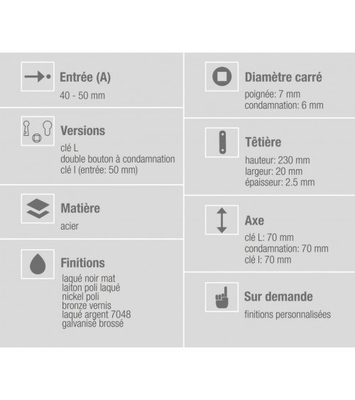 Bonaiti B-France chiave camera - serratura magnetica moderna a chiave L - maniglia design