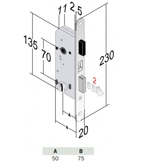 Bonaiti B-France chiave a cilindro - serratura magnetica design a chiave "i" - maniglia design