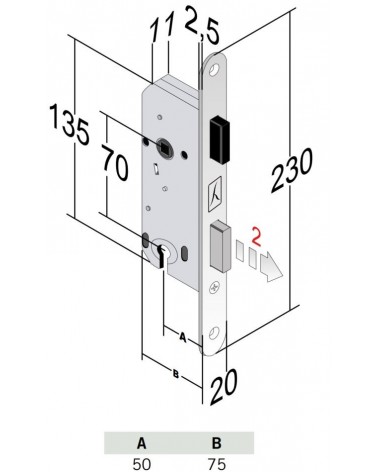 Bonaiti B-France chiave a cilindro - serratura magnetica design a chiave "i" - maniglia design