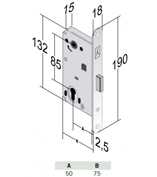 Bonaiti B-Forty chiave a cilindro - serratura magnetica design a chiave "i" - maniglia design