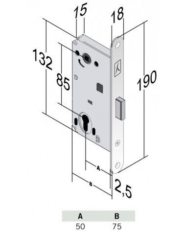 Bonaiti B-Forty chiave a cilindro - serratura magnetica design a chiave "i" - maniglia design