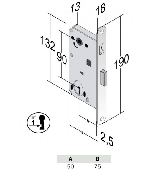 Bonaiti B-Forty chiave camera - serratura magnetica moderna a chiave L - maniglia design