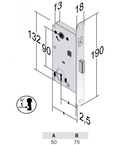 Bonaiti B-Forty chiave camera - serratura magnetica moderna a chiave L - maniglia design
