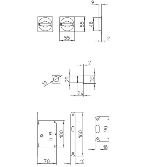 Maniglia per porta scorrevole dal design pulito MANDELLI 1108TNN/S ferramenta design