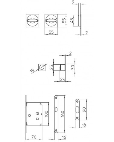 Maniglia per porta scorrevole essenziale MANDELLI 1108TNN/S con dimensioni