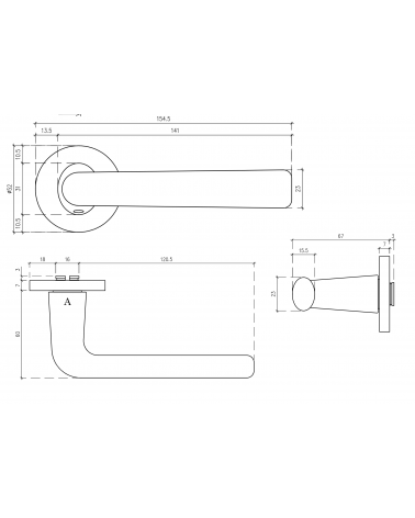Maniglia per porta moderna TULIPA con dimensioni