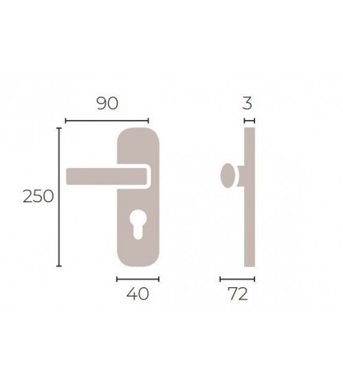 Maniglia porta Elise/P90 in ottone su placca - MADE IN FRANCE