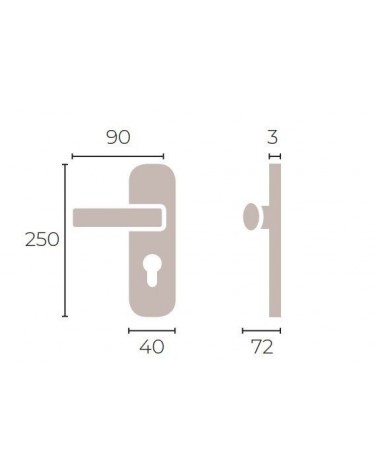 Maniglia per porta design su placca in Ottone - MADE IN FRANCE - maniglia design