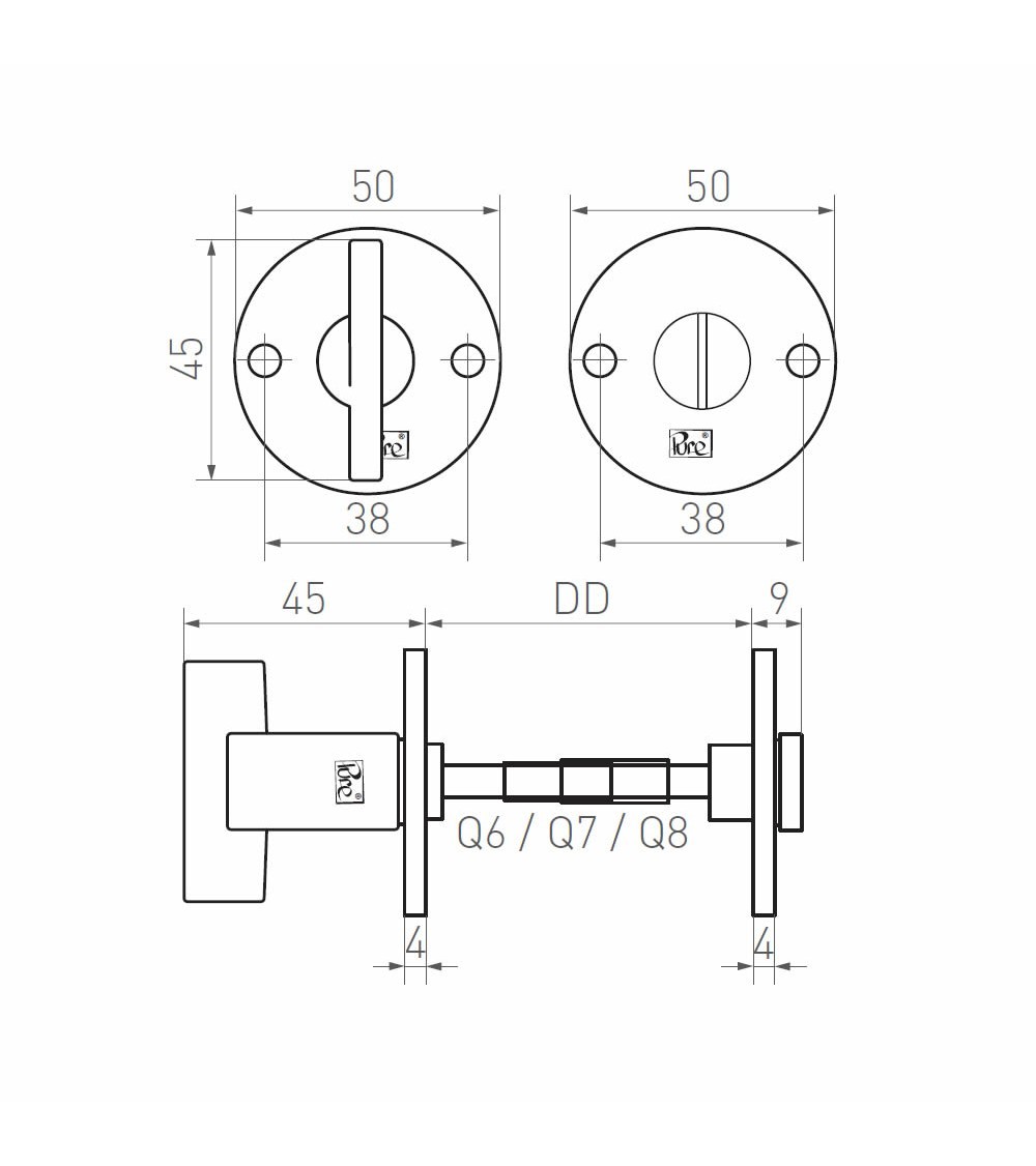Rosetta per porta R PURE WC 50R - ferramenta design