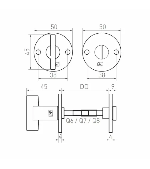 Rosetta per porta R PURE WC 50R - ferramenta design