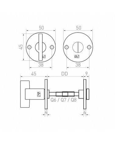 Rosetta per porta R PURE WC 50R - ferramenta design
