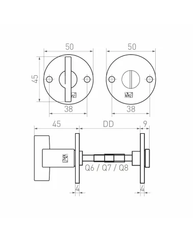 Rosetta per porta R PURE WC 50R - ferramenta design