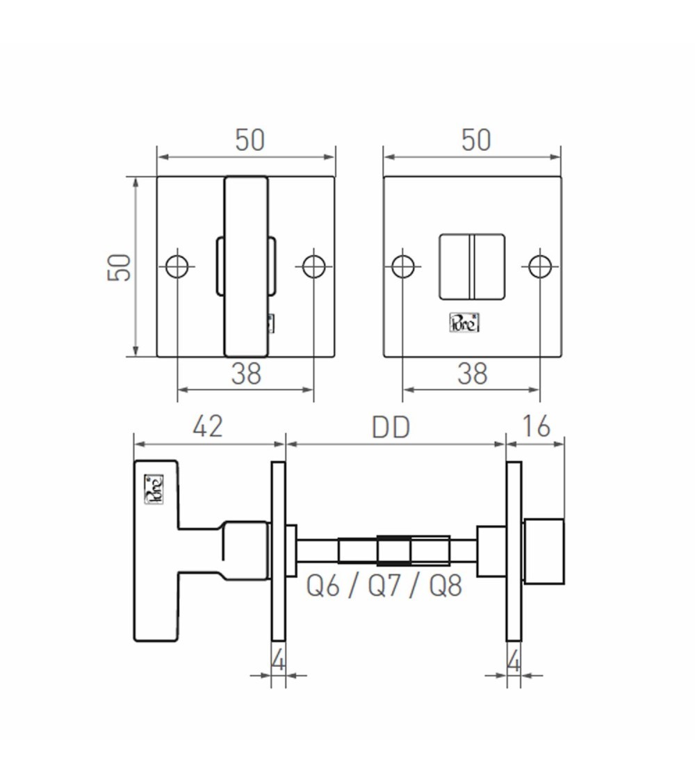 Rosetta per porta PURE WC 50Q - ferramenta design