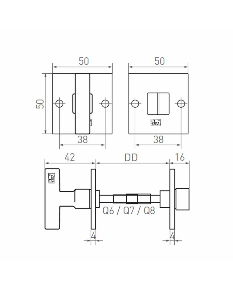 Rosetta per porta PURE WC 50Q - ferramenta design