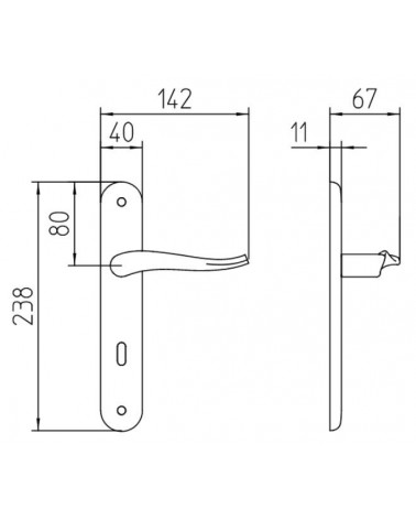 Maniglia per porta su placca longitudinale Mandelli Spin con dimensioni