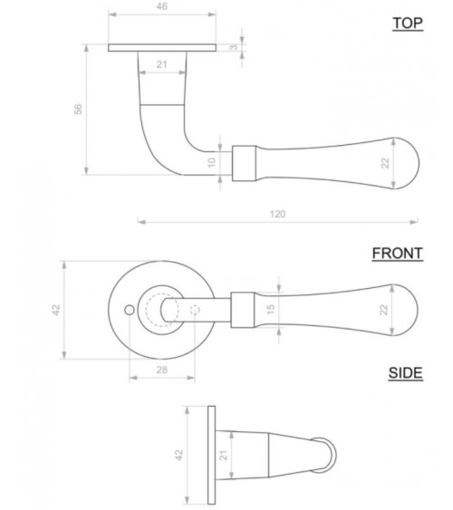 Maniglia per porta retrò in ferro su placca rotonda 1200 - ferramenta design