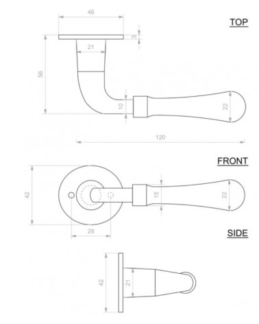 Maniglia per porta retrò in ferro su placca rotonda 1200 - ferramenta design