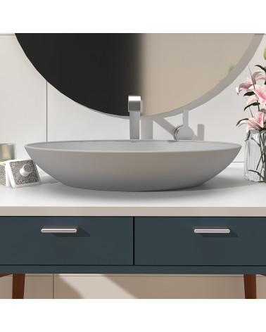 Maniglia per mobile cromo lucido NOX-1 maniglia design montata su un mobile da bagno